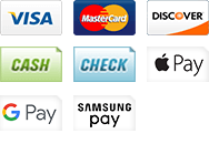 We accept Visa, MasterCard, Discover, Cash, Check , Apple Pay, Google Pay and Samsung Pay.